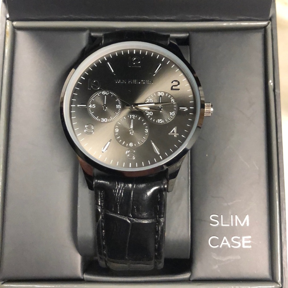 Van Heusen Analog Faux Leather Watch Men's